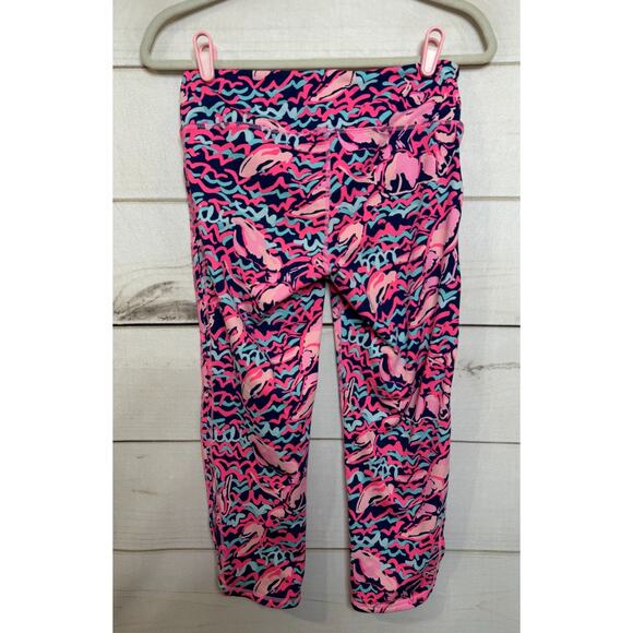 Lilly Pulitzer Athletic Luxletic Leggings Lobstah Roll M Vibrant Neon - Picture 2 of 8